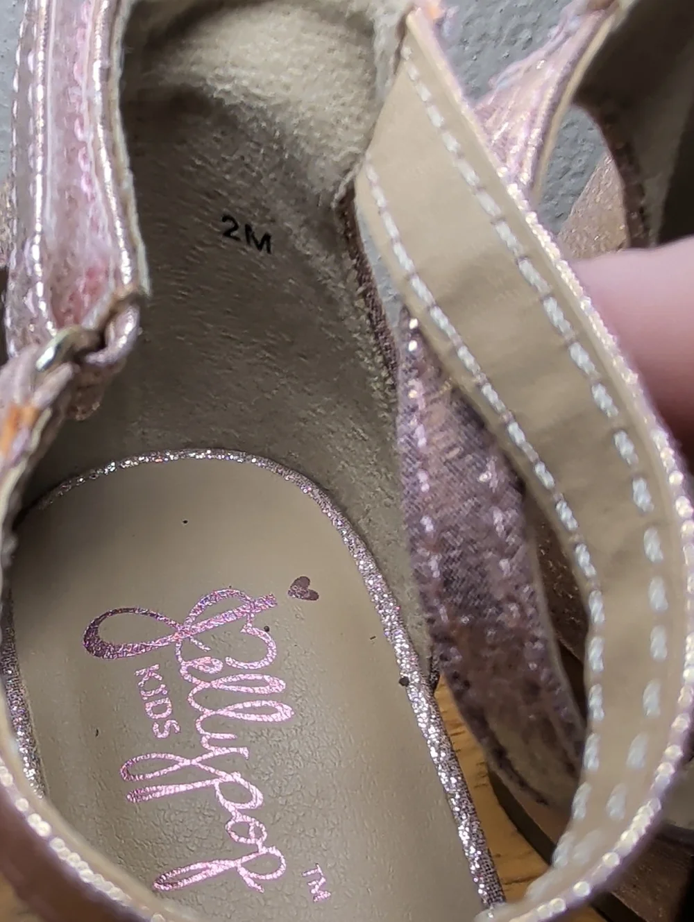 Jellypop Kids Salfina Pink Glitter Shoes with Bow Strap Low Heel Girls Size 2